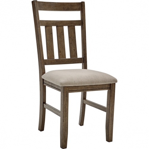 Turino Dining Chair in Wood & Beige Microfiber (Set of 2)